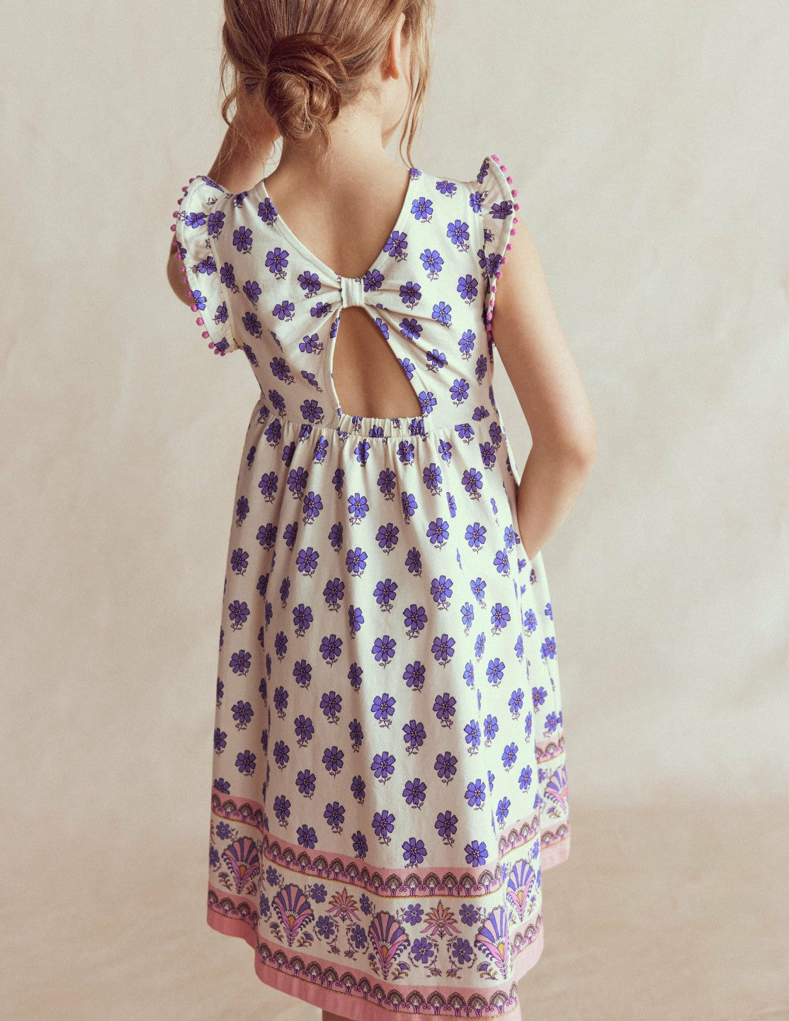 Bow Back Jersey Dress-Multi Woodblock / Boden
