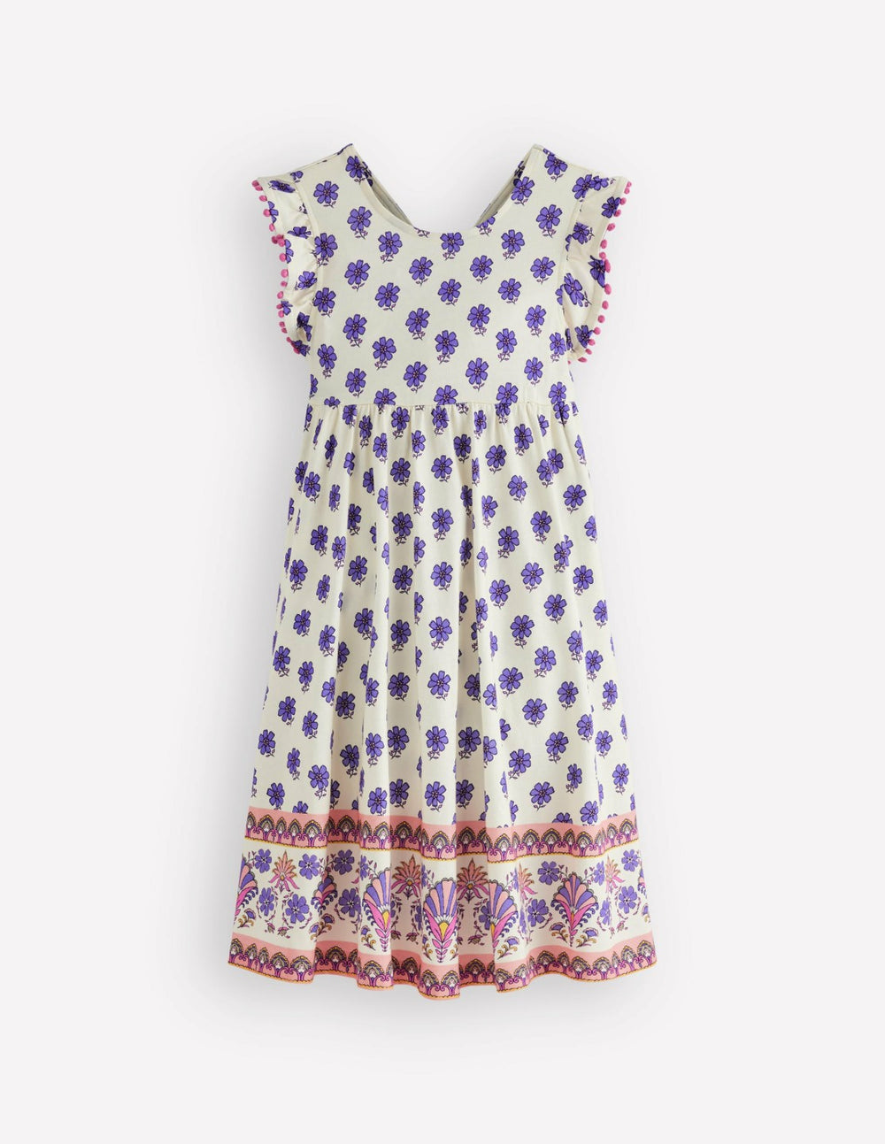 Bow Back Jersey Dress-Multi Woodblock / Boden