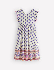 Bow Back Jersey Dress-Multi Woodblock / Boden