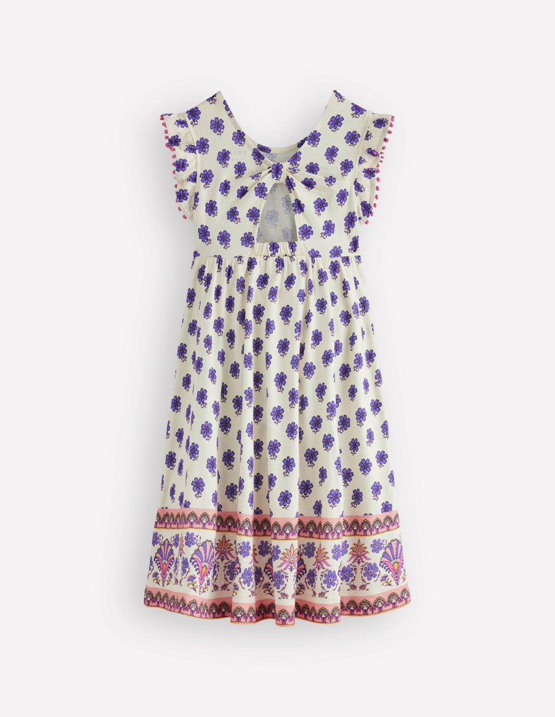 Bow Back Jersey Dress-Multi Woodblock / Boden
