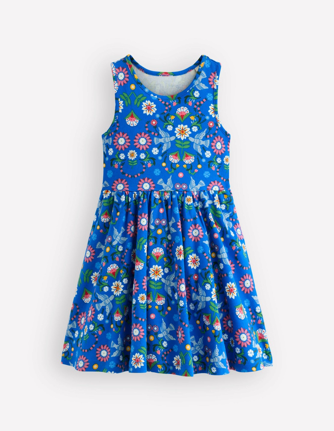 Twirly Jersey Dress-Kingfisher Blue Bird Floral / Boden Sale