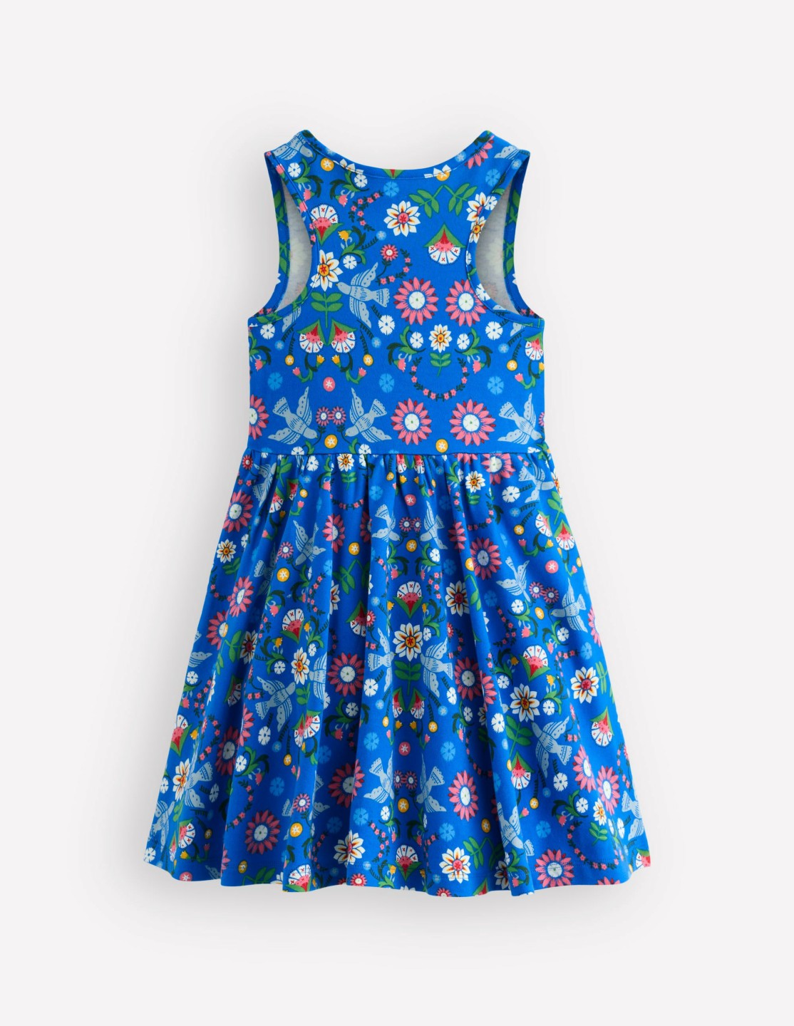 Twirly Jersey Dress-Kingfisher Blue Bird Floral / Boden Sale