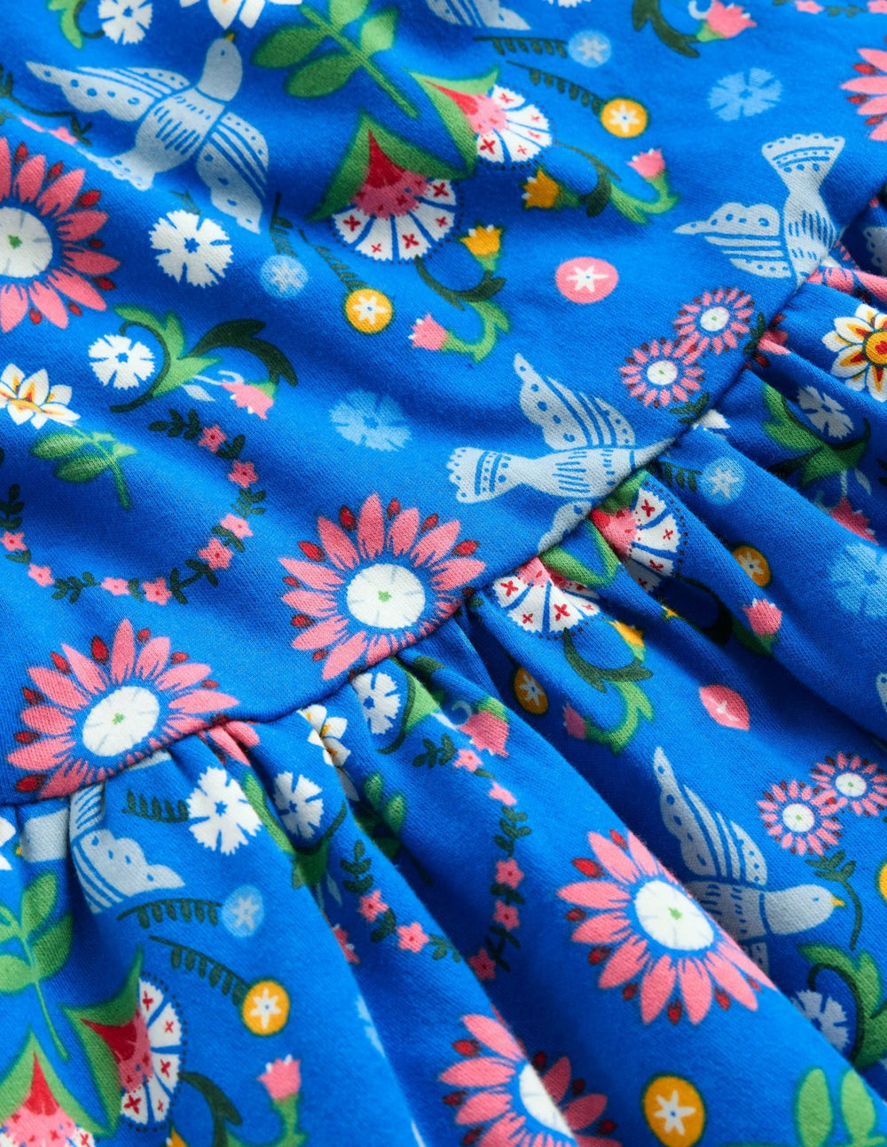 Twirly Jersey Dress-Kingfisher Blue Bird Floral / Boden Sale