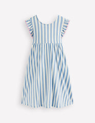 Bow Back Jersey Dress-Salt Blue/ Ivory Stripe / Boden Outlet