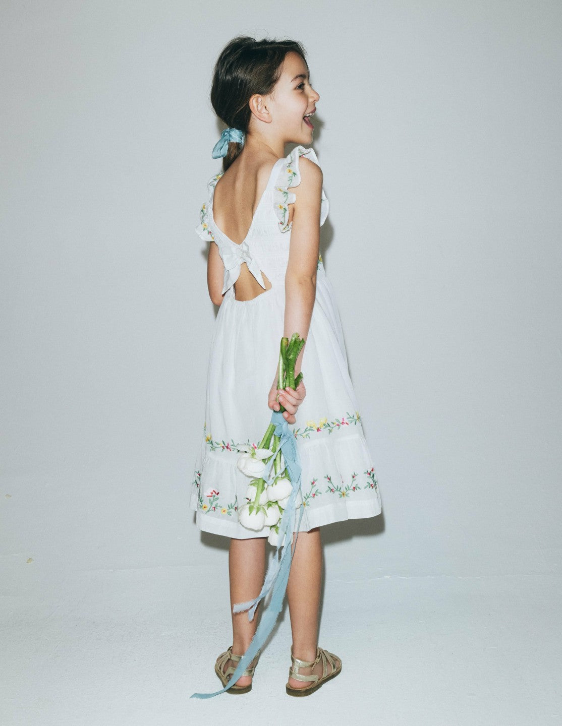 Shirred Bow Back Detail Dress-Soft Ivory / Boden Discount