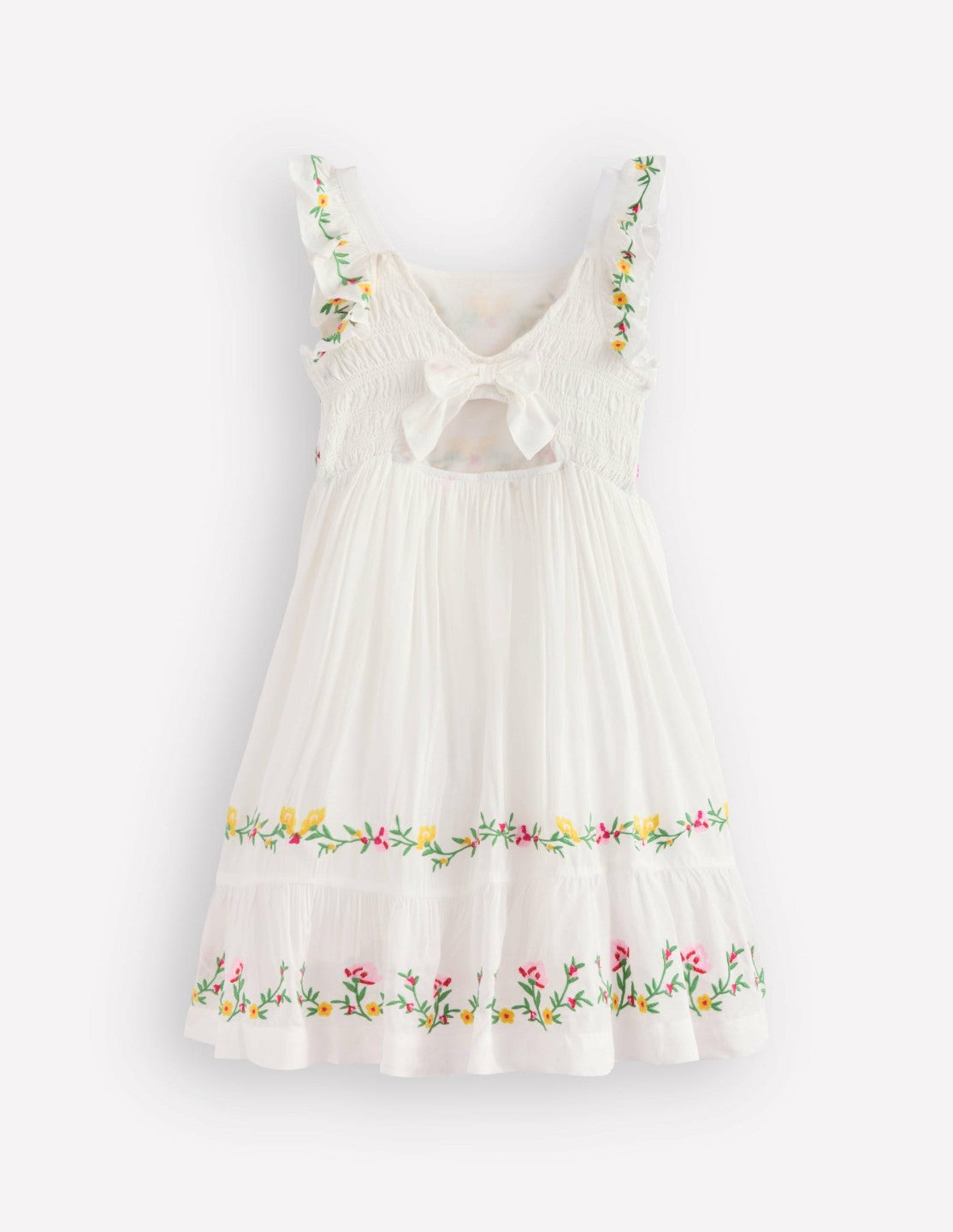 Shirred Bow Back Detail Dress-Soft Ivory / Boden Discount