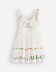 Shirred Bow Back Detail Dress-Soft Ivory / Boden Discount