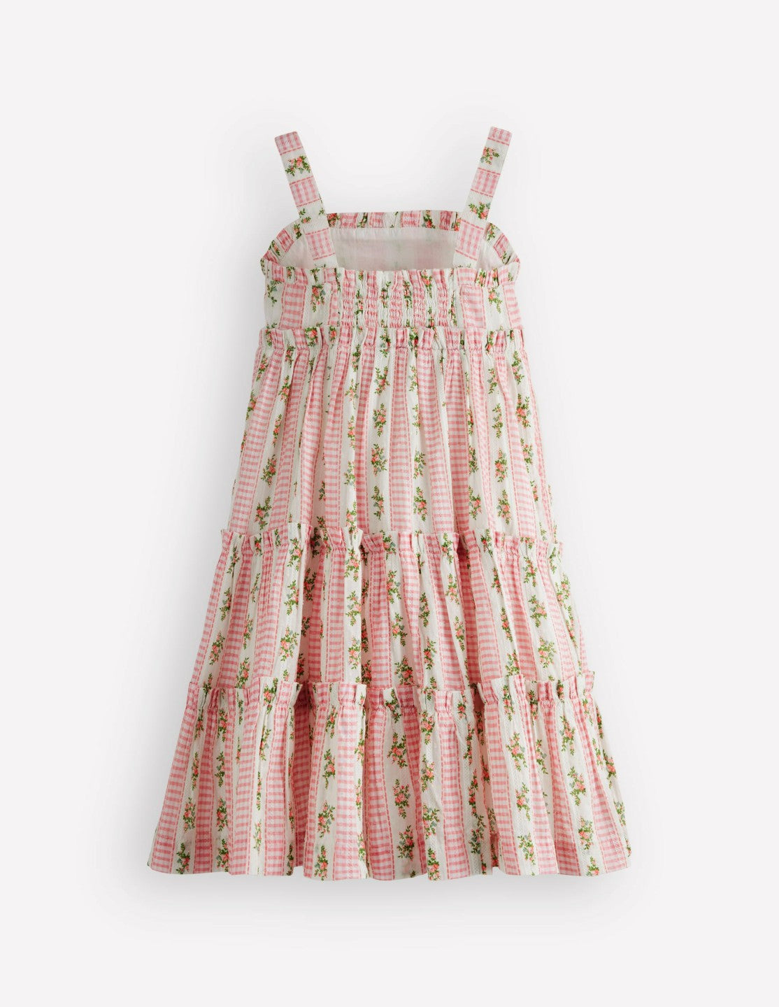 Tiered Midi Sundress-Soft Ivory Gingham Floral / Boden us