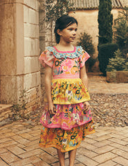 Tiered Ruffle Woven Dress-Sunflower Yellow Jungle Animal / Boden Sale