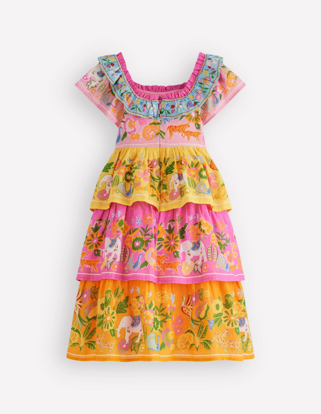 Tiered Ruffle Woven Dress-Sunflower Yellow Jungle Animal / Boden Sale