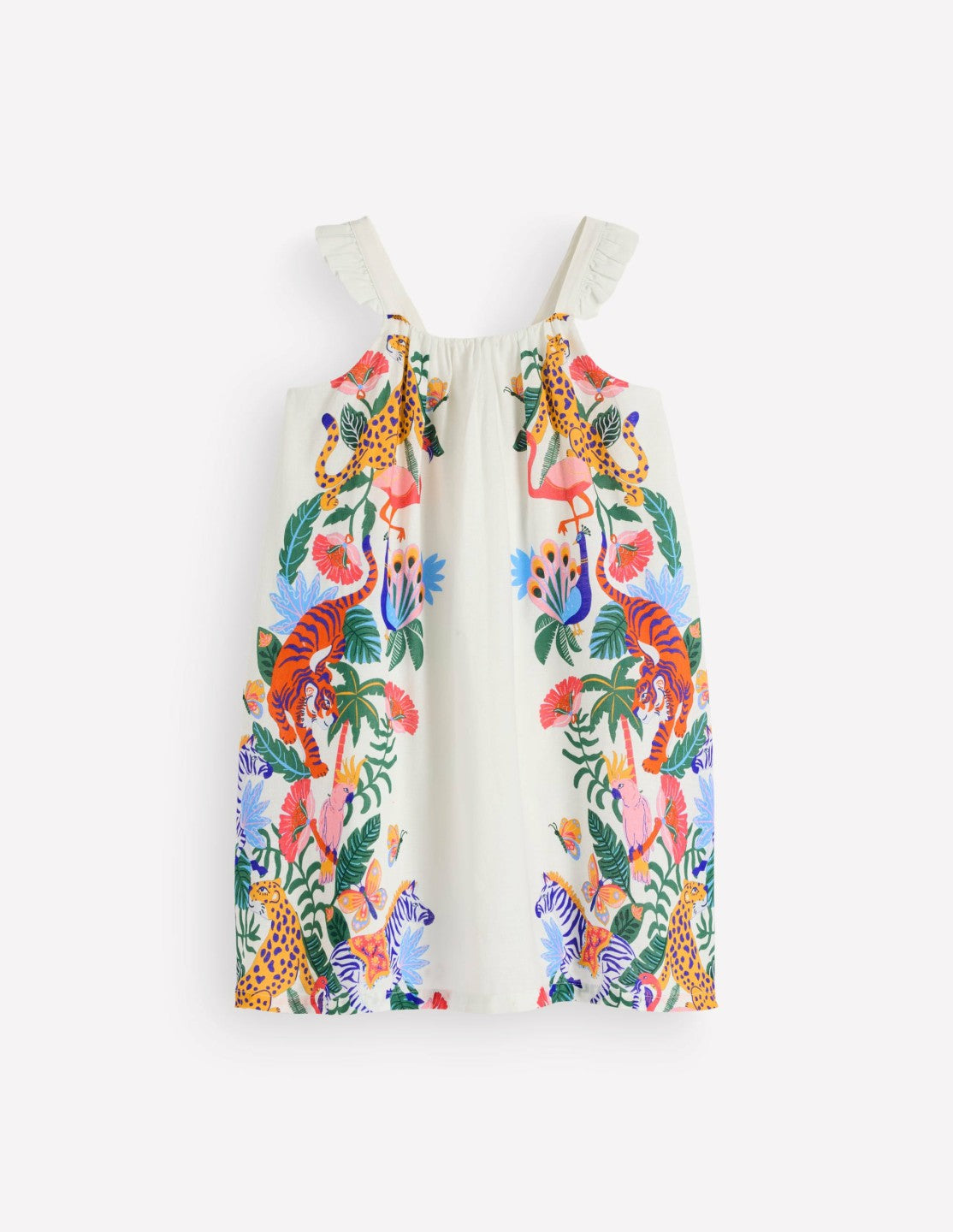 Ruffle Strap Sundress-Soft Ivory Jungle Placement / Boden Online