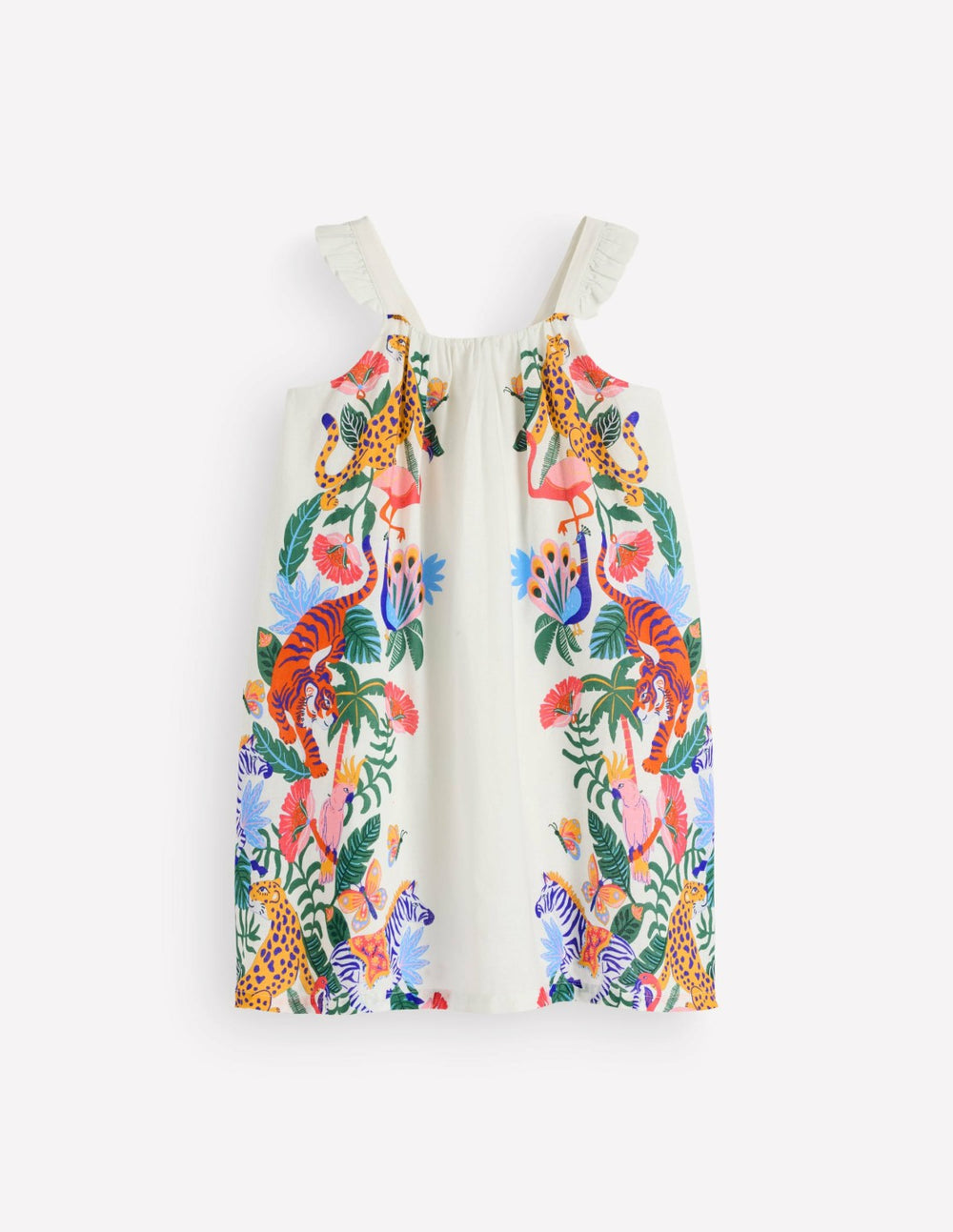 Ruffle Strap Sundress-Soft Ivory Jungle Placement / Boden Online