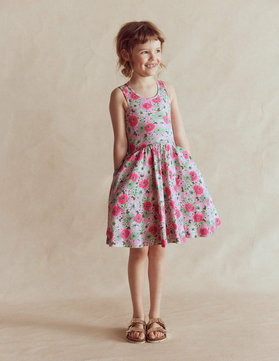 Twirly Jersey Dress-Pink Floral / Boden Outlet