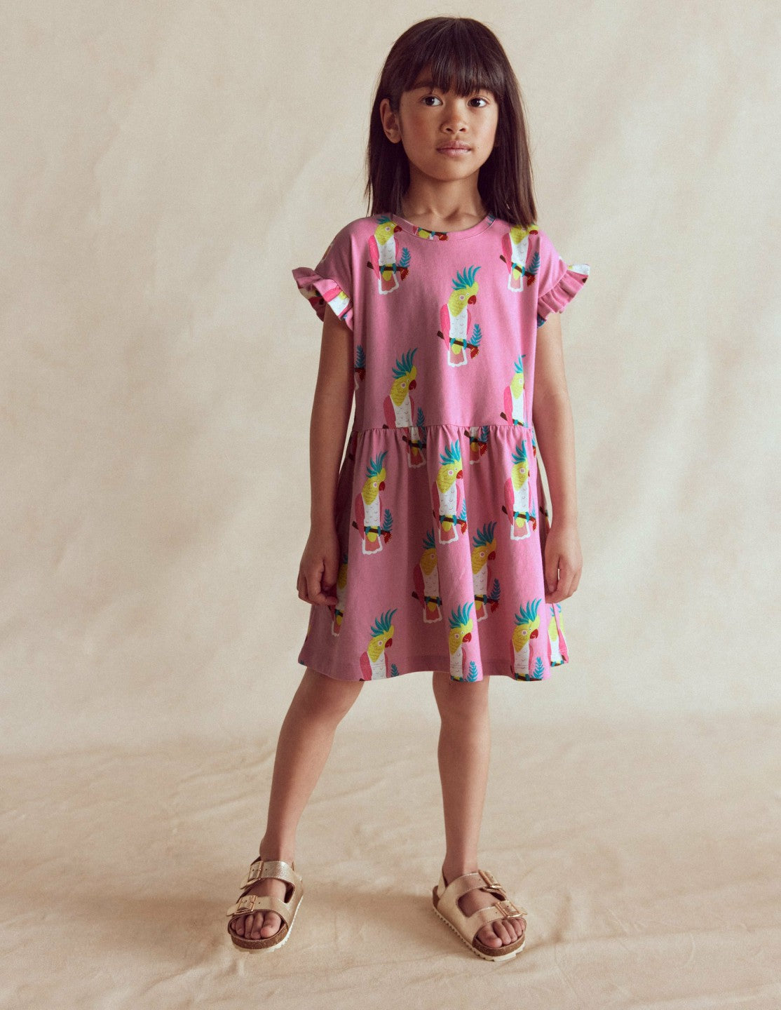 Jersey T-Shirt Dress-Flamingo Pink Tropical Bird / Boden On sale