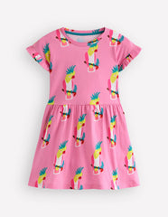 Jersey T-Shirt Dress-Flamingo Pink Tropical Bird / Boden On sale