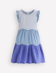 Double Cloth Twirly Dress-Forget Me Not Blue / Boden us