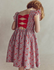 Bow Back Shirred Dress-Pink Cherries / Boden