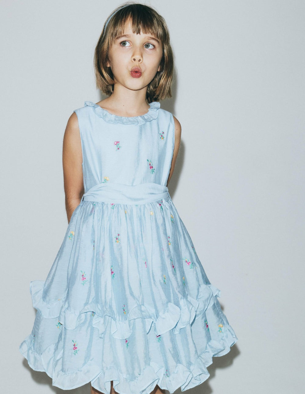 Tiered Ruffle Occasion Dress-Misty Blue / Boden Discount