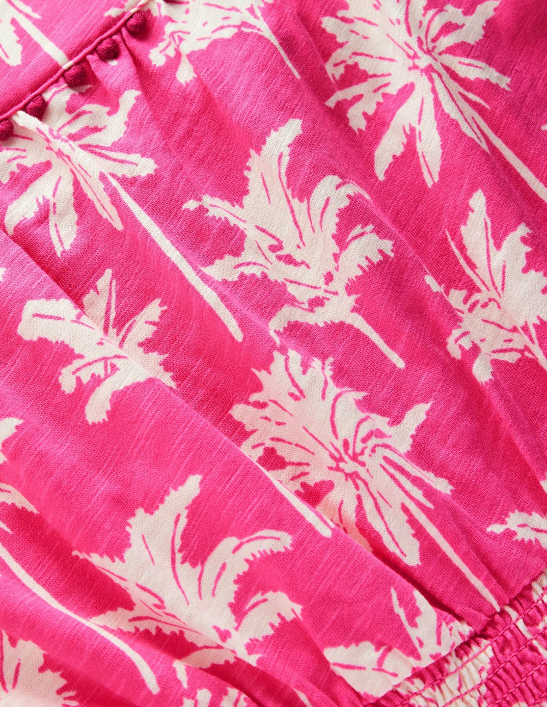 Ciara Pom Trim Jersey Romper-Pink Palm Trees / Boden us