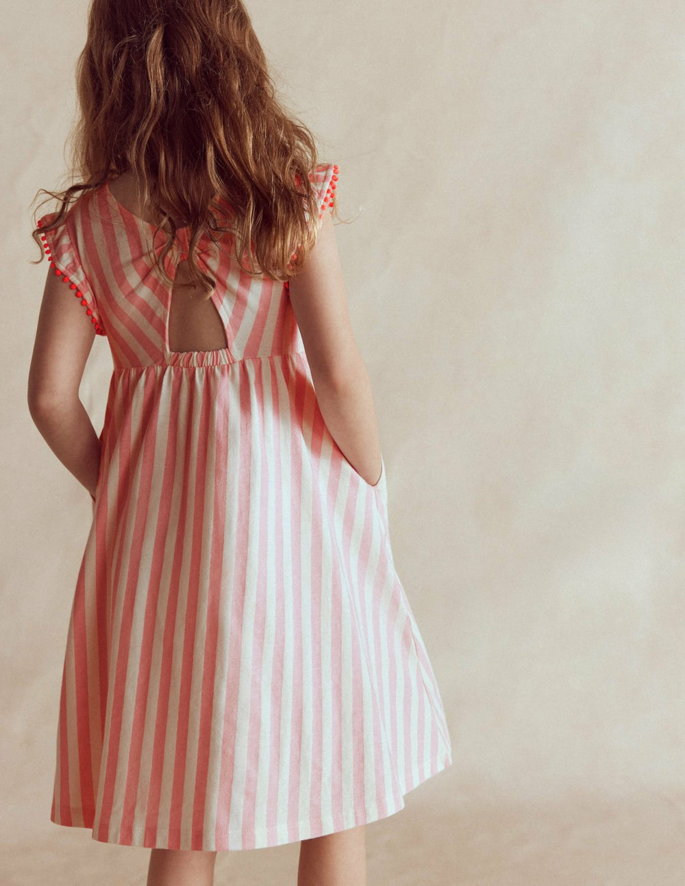 Bow Back Jersey Dress-Pink Stripe / Boden