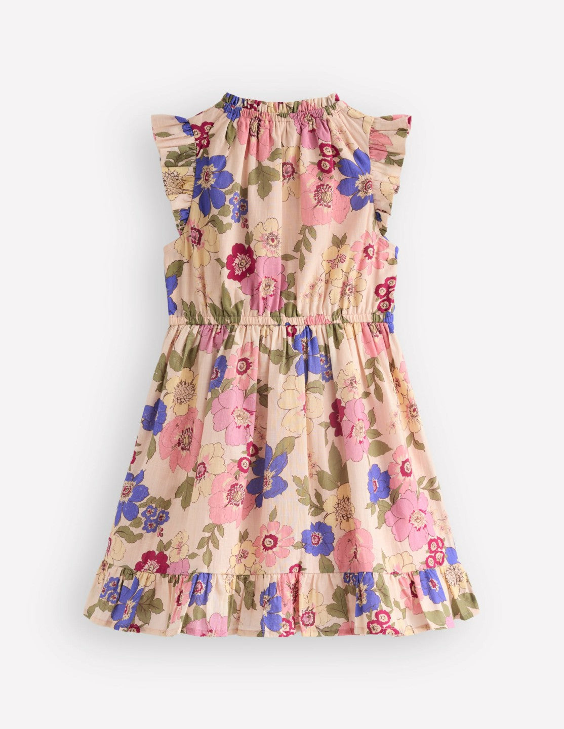 Gathered Woven Dress-Blooming Pink Floral Bloom / Boden Online