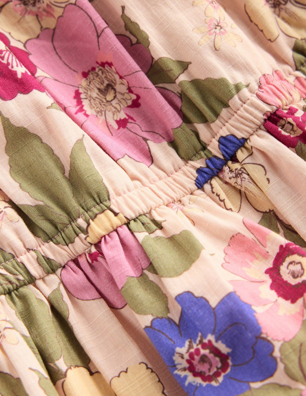 Gathered Woven Dress-Blooming Pink Floral Bloom / Boden Online
