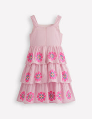 Tiered Embroidered Dress-Formica Pink Stripe / Boden