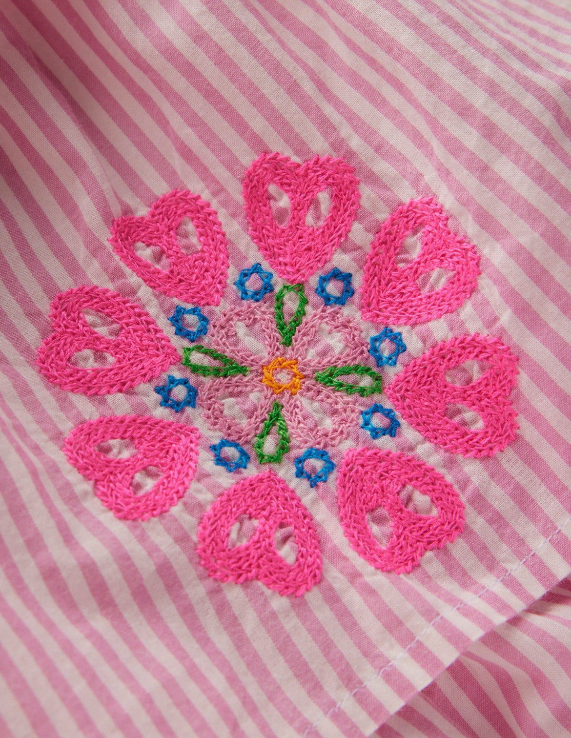 Tiered Embroidered Dress-Formica Pink Stripe / Boden