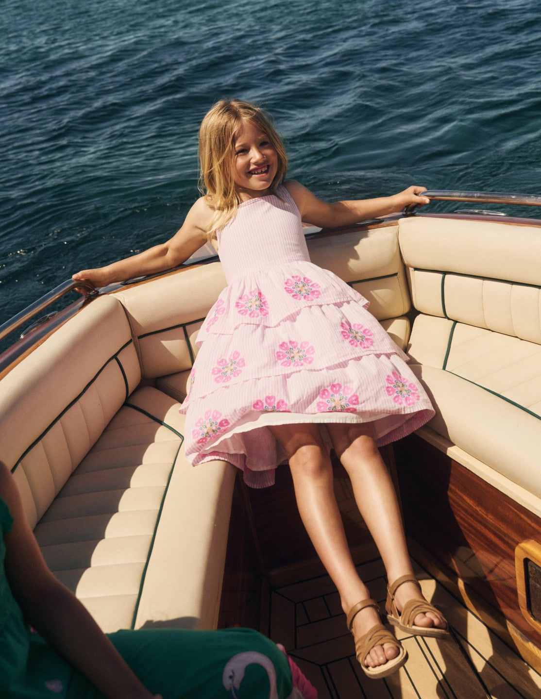Tiered Embroidered Dress-Formica Pink Stripe / Boden