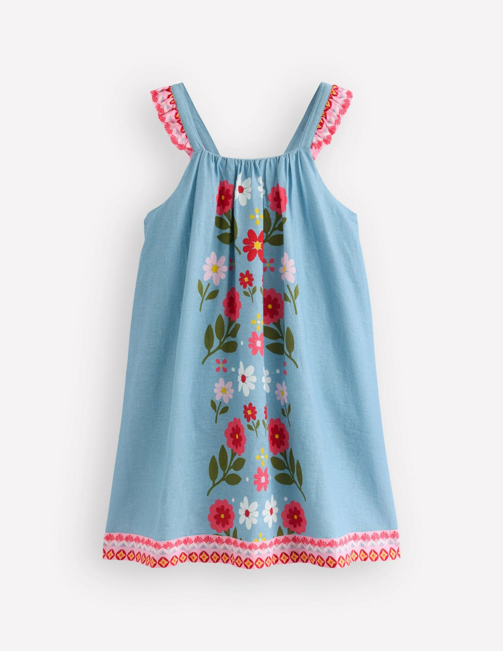 Ruffle Strap Sundress-Vintage Blue Floral Placement / Boden Online