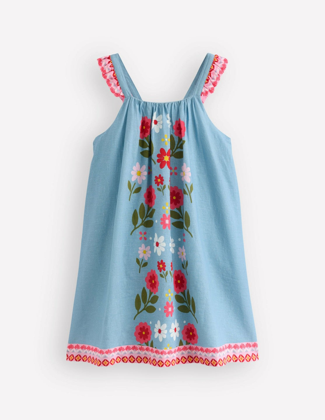 Ruffle Strap Sundress-Vintage Blue Floral Placement / Boden Online