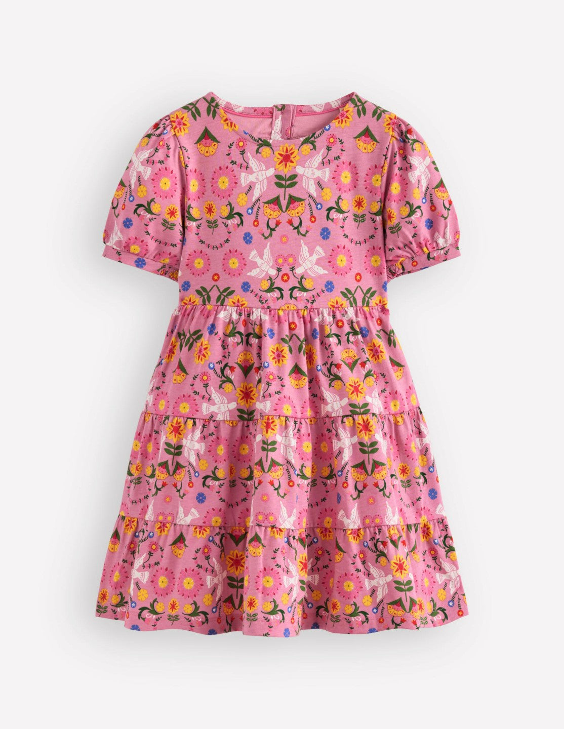 Heart Back Jersey Dress-Formica Pink Bird Floral / Boden Outlet