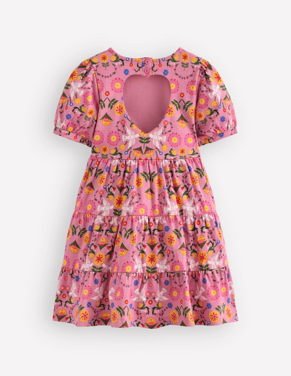 Heart Back Jersey Dress-Formica Pink Bird Floral / Boden Outlet