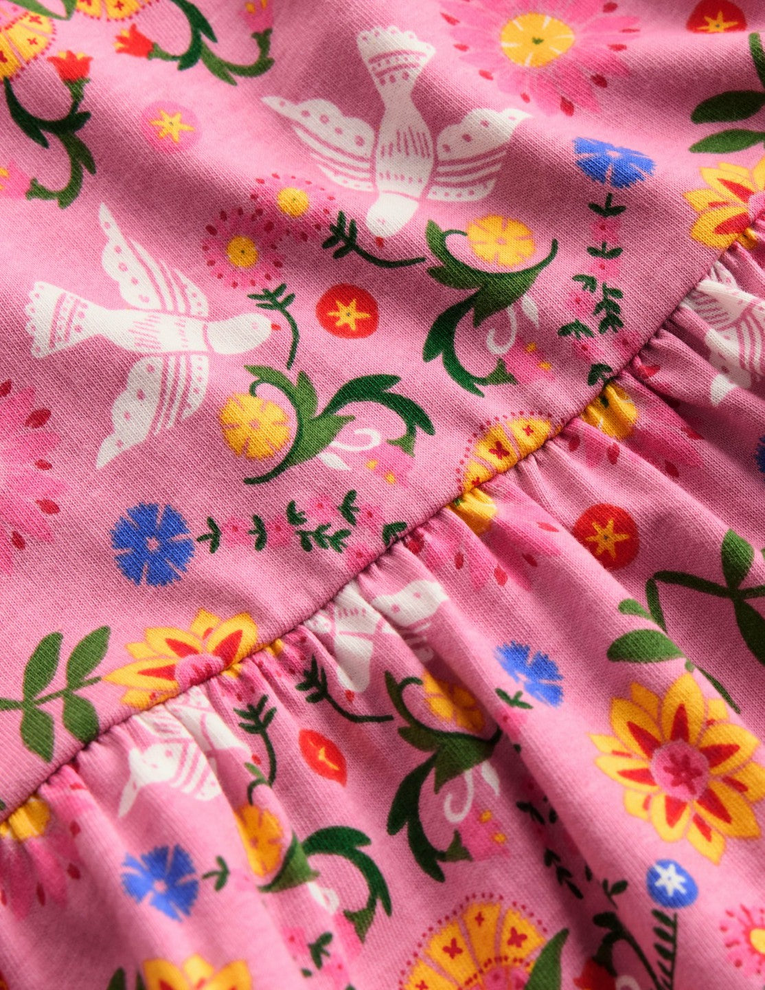 Heart Back Jersey Dress-Formica Pink Bird Floral / Boden Outlet