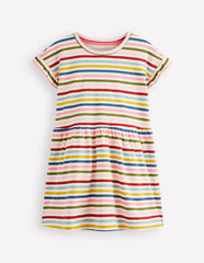 Jersey T-Shirt Dress-Maroon, Pink and Blue Stripe / Boden us
