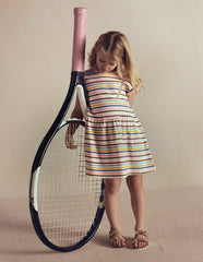 Jersey T-Shirt Dress-Maroon, Pink and Blue Stripe / Boden us