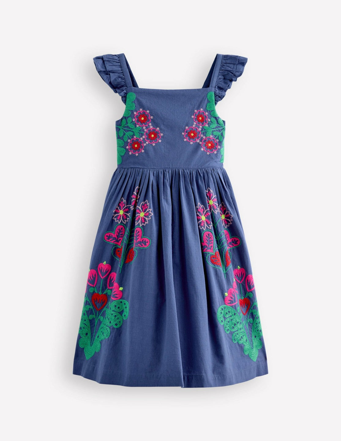 Annalisa Twirly Sundress-Denim Blue Embroidery / Boden Sale