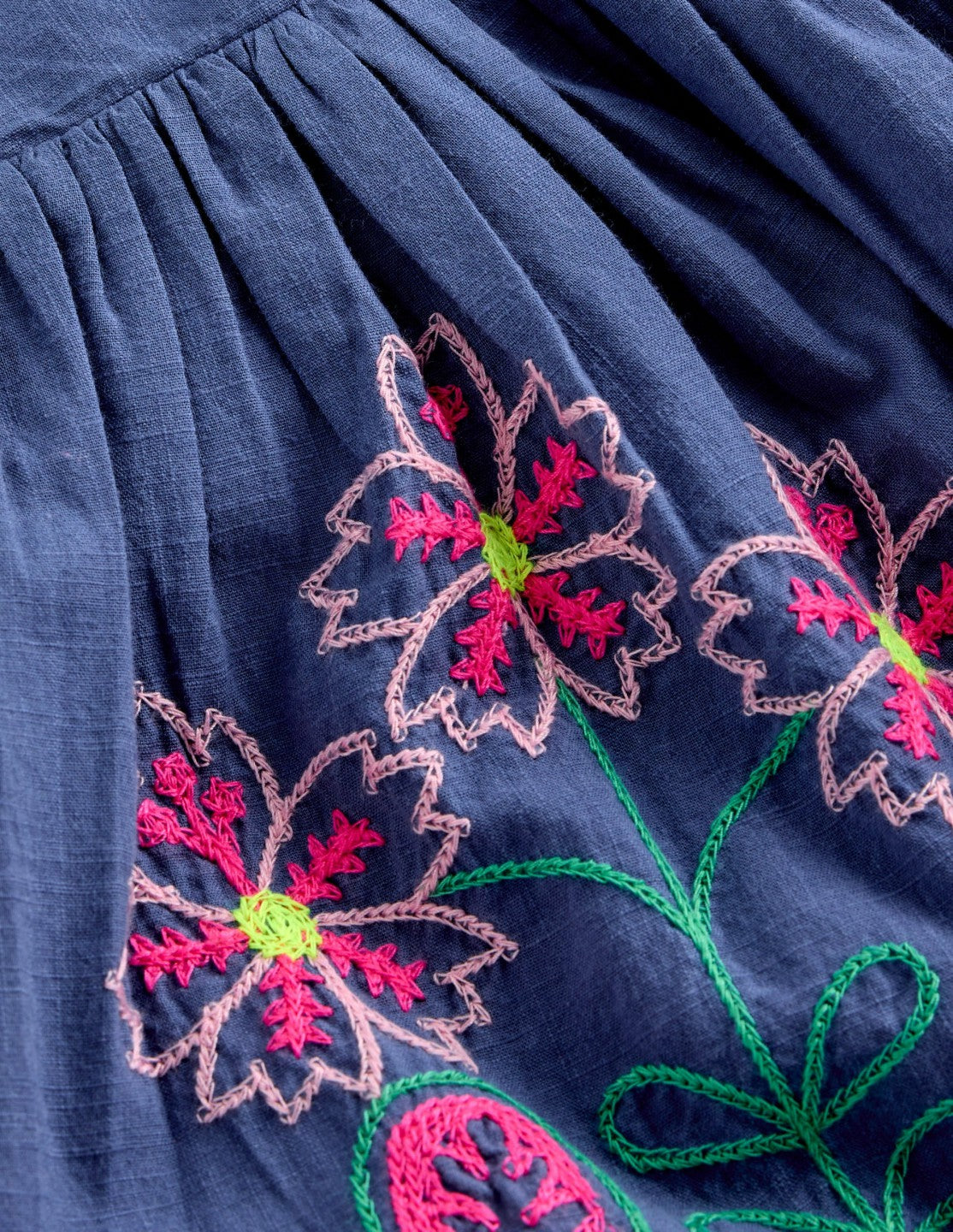 Annalisa Twirly Sundress-Denim Blue Embroidery / Boden Sale