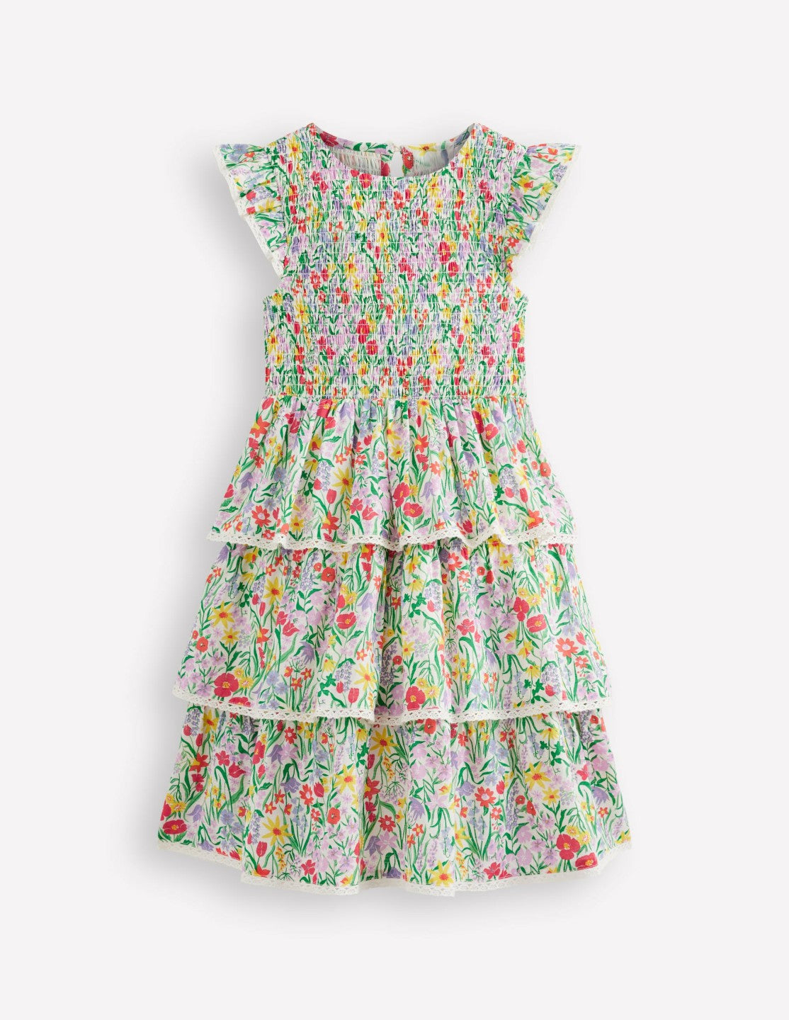 Tiered Lace Trim Dress-Multi Spring Floral / Boden Discount