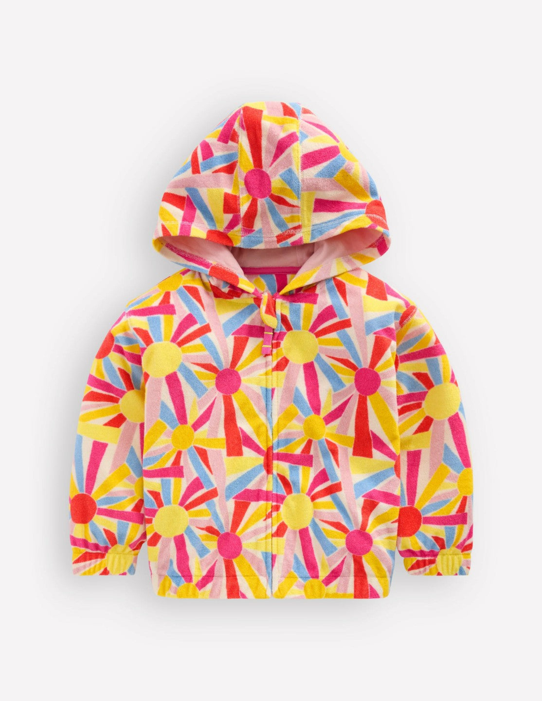 Relaxed Towelling Hoodie-Ivory Sunburst / Boden Online