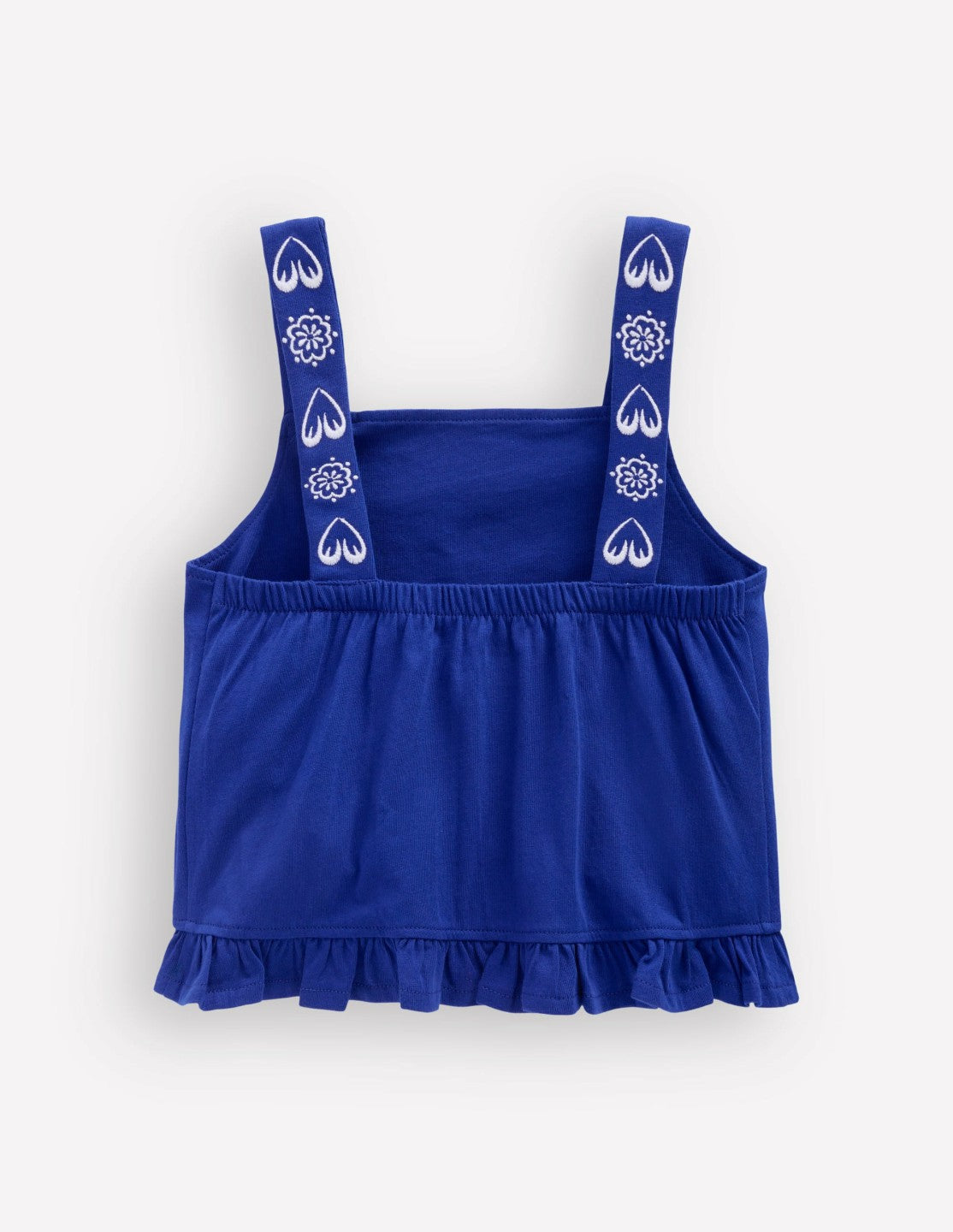 Embroidered Ruffle Top-Bright Blue Embroidery / Boden Discount