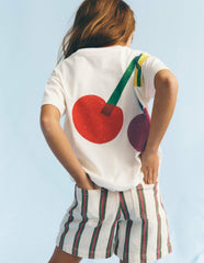 Short Sleeve Printed T-Shirt-Soft Ivory Cherries / Boden us