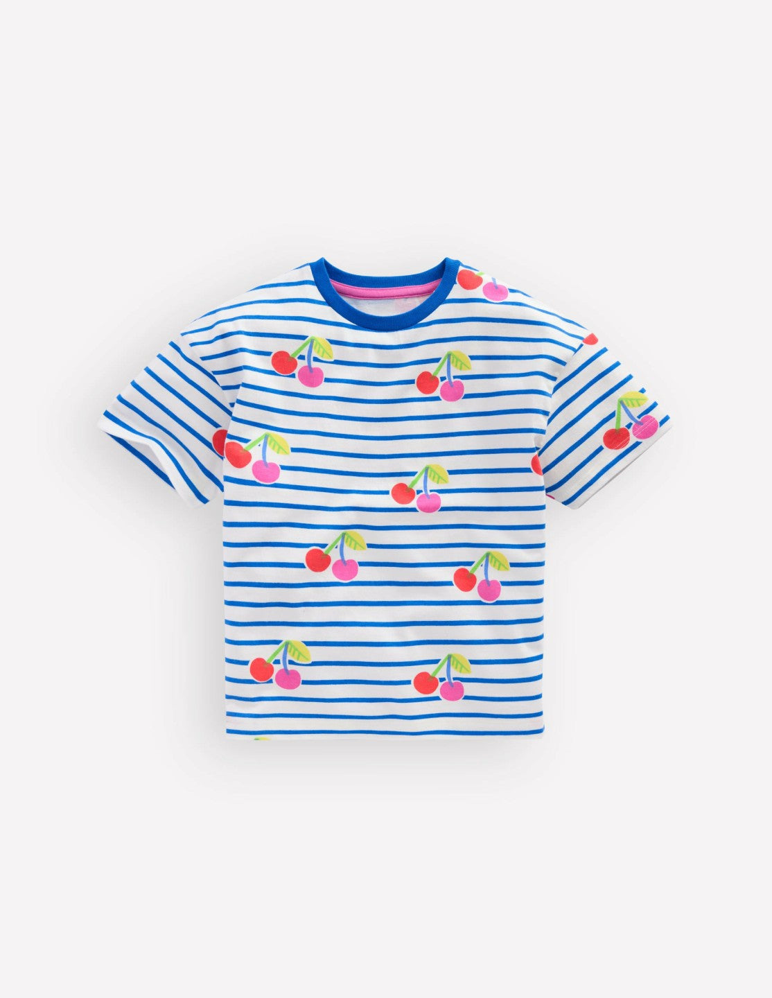 Relaxed Breton T-shirt-Kingfisher Blue Cherries / Boden
