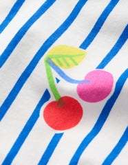 Relaxed Breton T-shirt-Kingfisher Blue Cherries / Boden