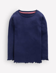 Ribbed Long Sleeve T-shirt-College Navy / Boden Outlet