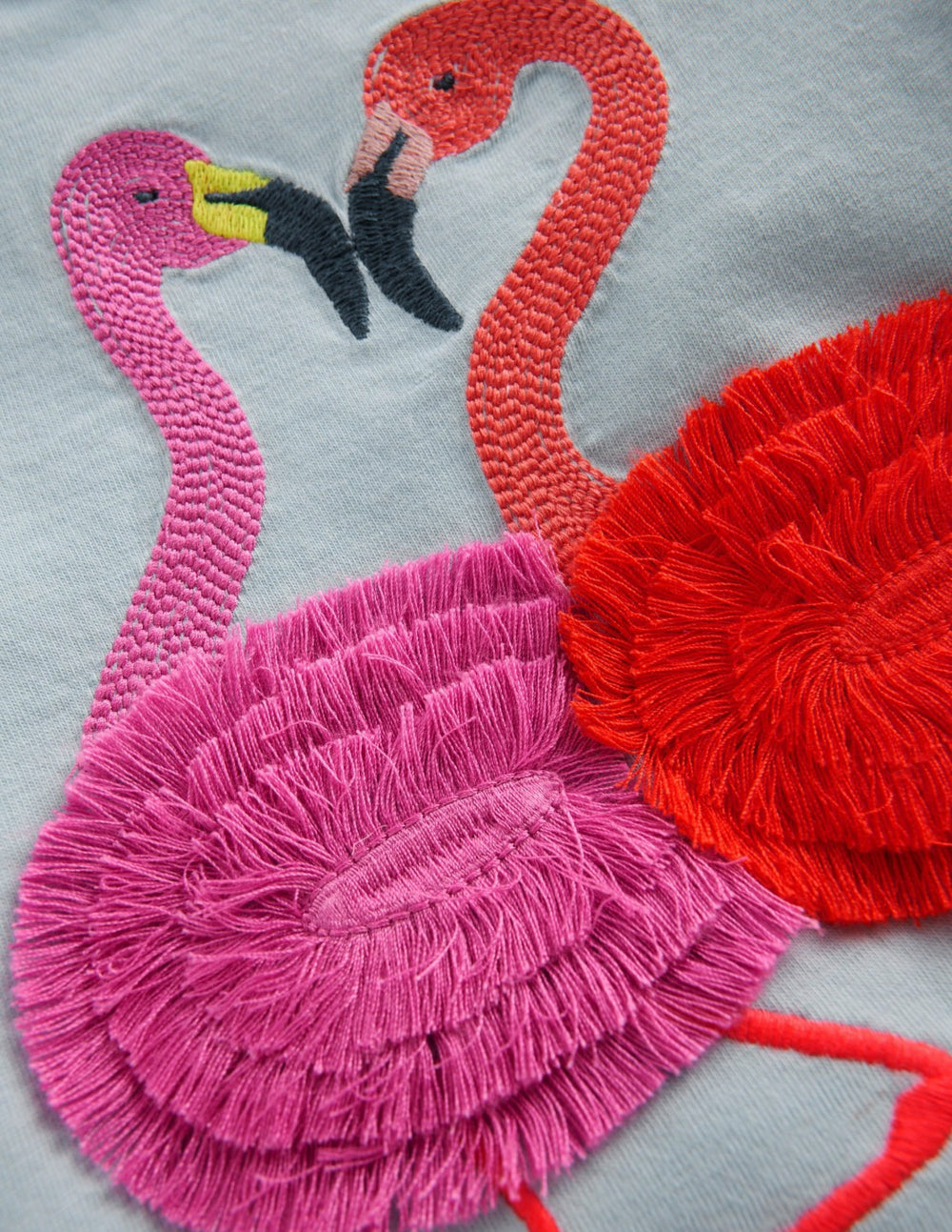 Pretty Frill T-shirt-Misty Blue Flamingos / Boden On sale