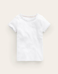 Short Sleeve Ribbed T-shirt-White / Boden