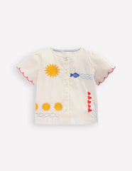Button-through Blouse-Soft Ivory Embroidery / Boden Outlet