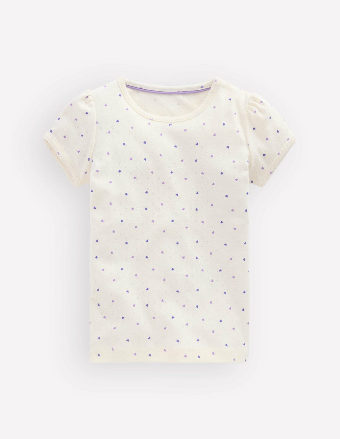 Short Sleeve Pointelle Top-White Heart Spot / Boden On sale
