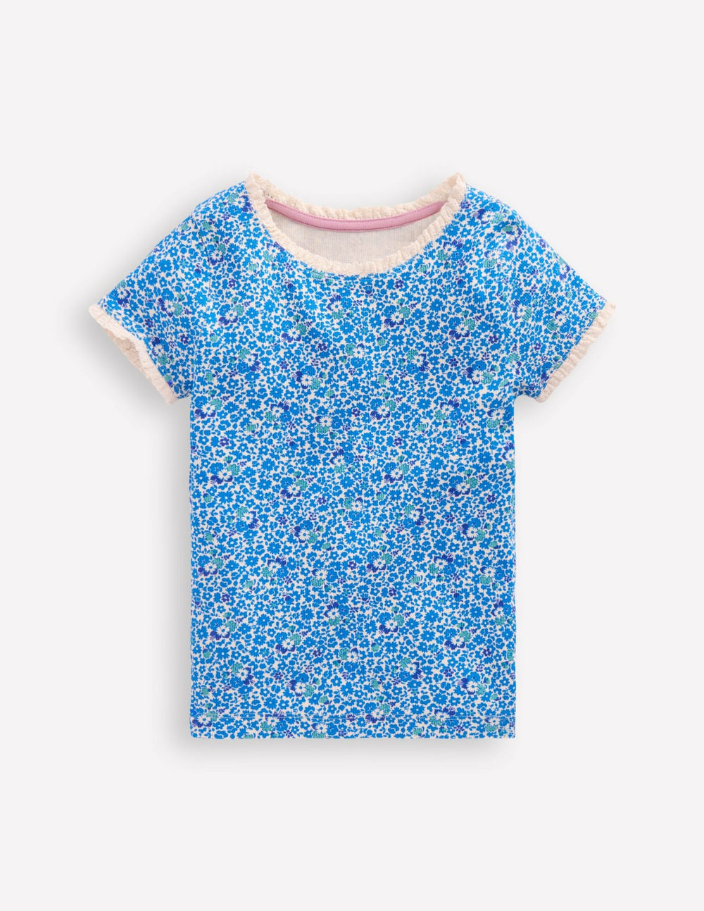 Short Sleeve Ribbed T-shirt-Cabana Blue Ditsy Floral / Boden Outlet